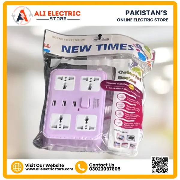 4 Ways Extension Socket With 3 Super-speed USB Slots